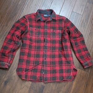 Polo by Ralph Lauren Red and Black Plaid Shirt Jacket size Large